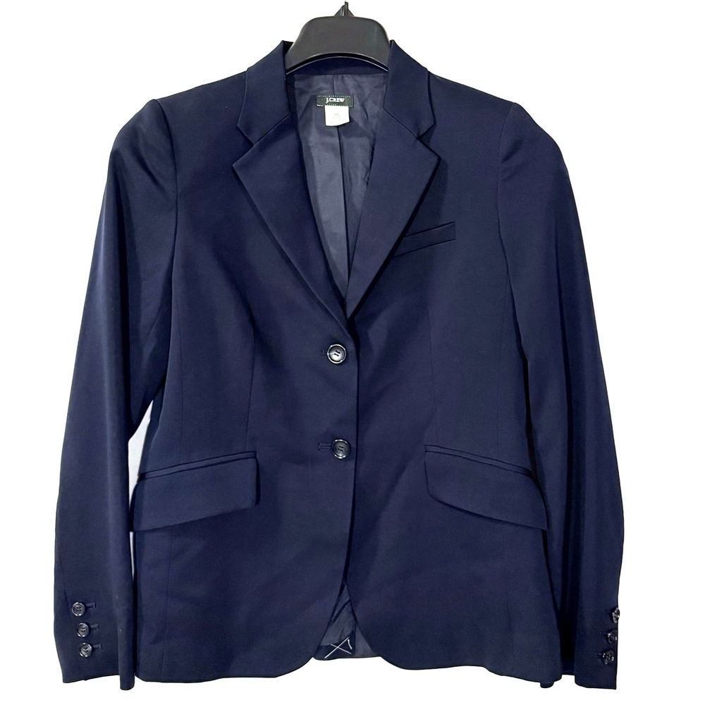 J. Crew Blazer Women Size 6 Navy 100% Wool Career Classic  Made In Japan